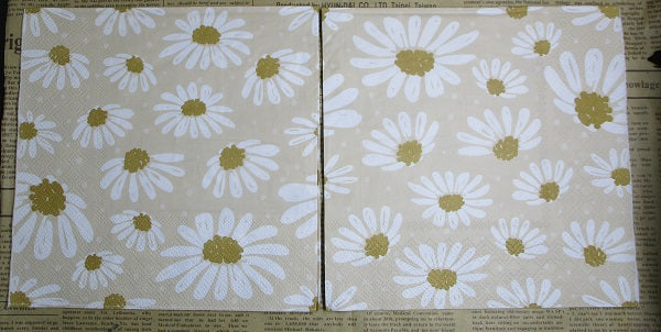 Paper Napkins (Pack of 2) White Daisy on Kraft