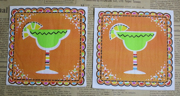 Paper Napkins (Pack of 2) Tropical Drink Green and Orange
