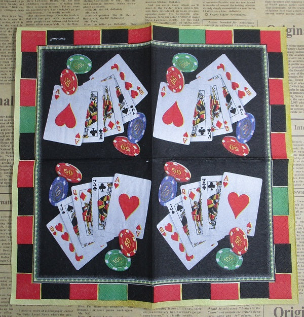 Paper Napkins (Pack of 2) Playing Cards and Poker Chips