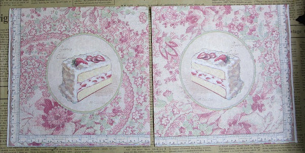 Paper Napkins (Pack of 2) Shabby Chic Pattern and Cake Floral