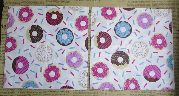 Paper Napkins (Pack of 2) Mini Donuts Pink Chocolate and Blue