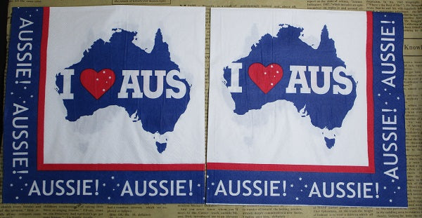 Paper Napkins (Pack of 2) 1 Love Australia Aussie Aussie Aussie