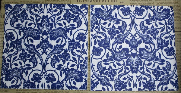 Paper Napkins (Pack of 2) Blue and White Swirls and Flowers