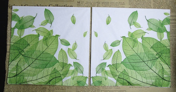 Paper Napkins (Pack of 2) Green Skeleton Leaves