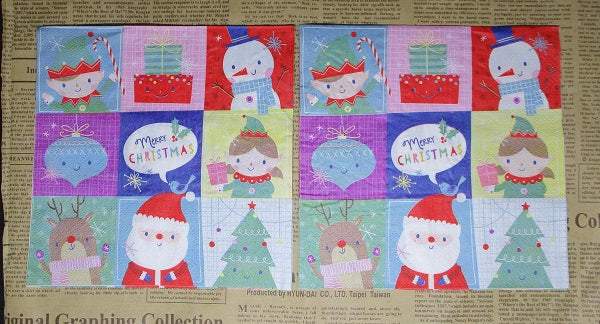 Paper Napkins (Pack of 2) Decorative Christmas Squares Elf Santa Tree Baubles Merry Christmas