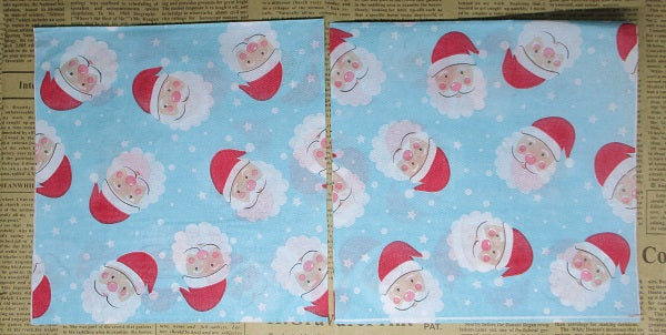 Paper Napkins (Pack of 2) Blue Background with Mini Santa Faces