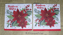 Paper Napkins (Pack of 2) Christmas Wishes Red and Green Poinsettias Cocktail