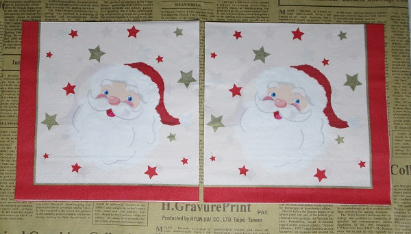 Paper Napkins (Pack of 2) Santa Face with Stars