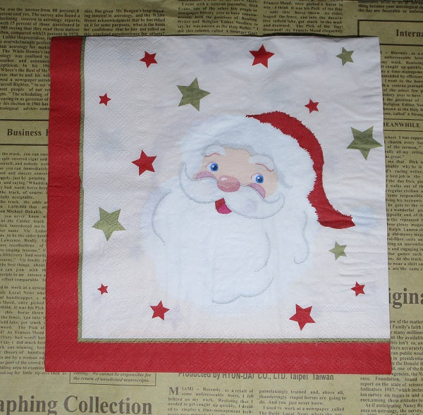 Paper Napkins (Pack of 2) Santa Face with Stars Large