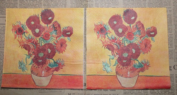 Paper Napkins (Pack of 2) Art Work Yellow Sunflowers in Vase