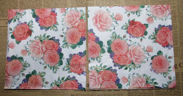 Paper Napkins (Pack of 2) Roses Apricot and Cream