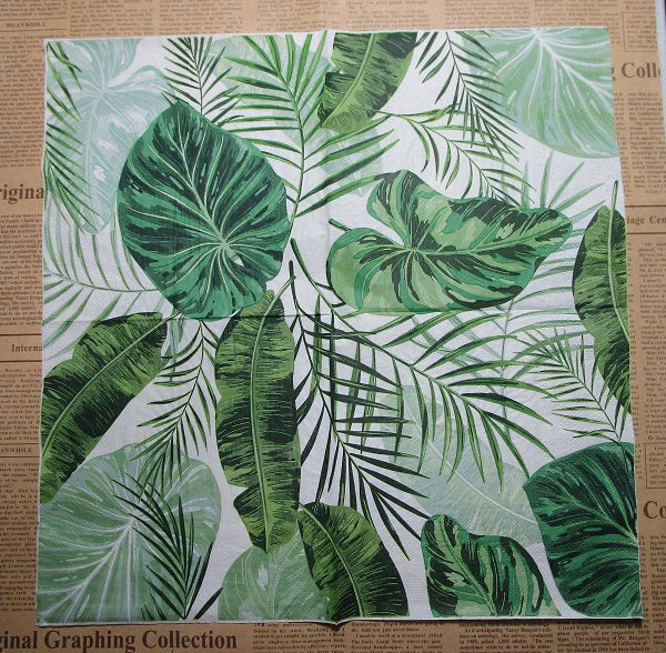 Paper Napkins (Pack of 2) Green Tropical leaves Palm