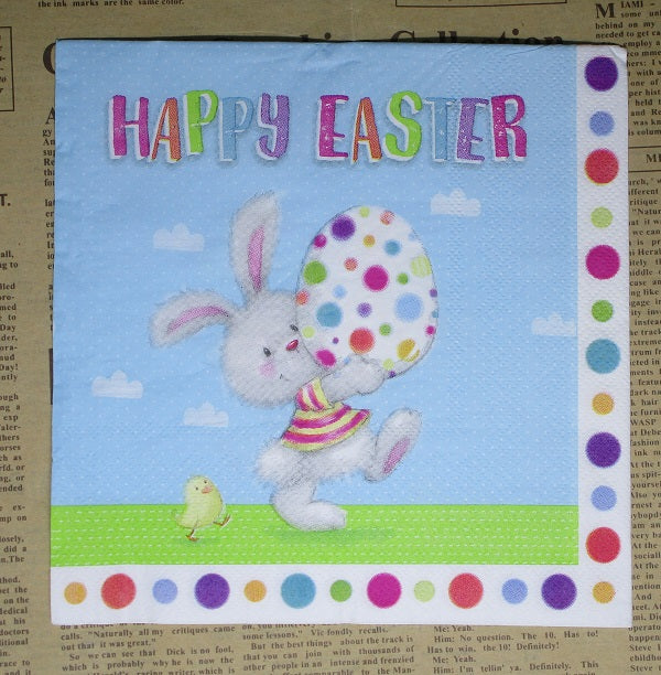Paper Napkins (Pack of 2) Happy Easter Bunny Eggs Border