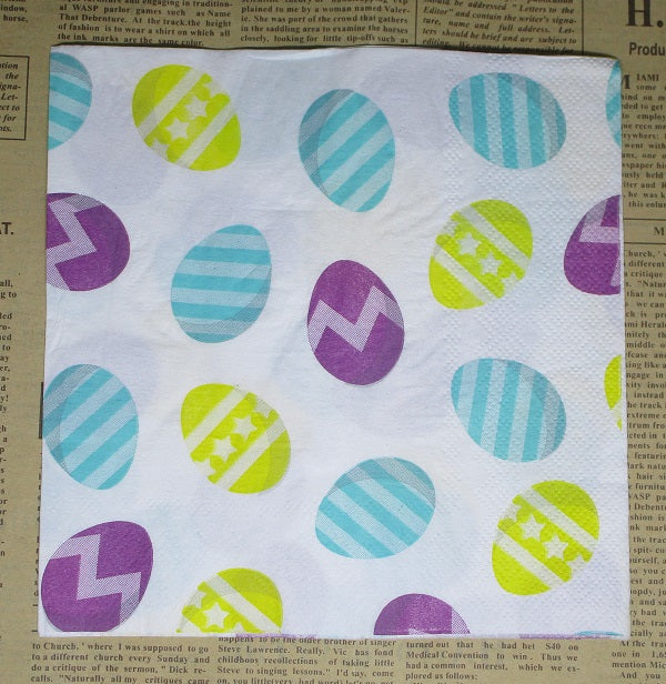Paper Napkins (Pack of 2) Easter Eggs Purple Blue Yellow