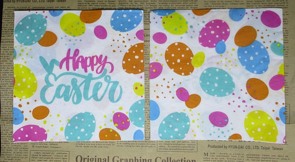 Paper Napkins (Pack of 2) Easter Eggs Colourful Spots