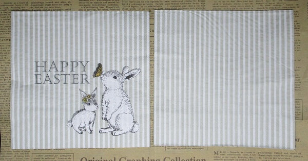 Paper Napkins (Pack of 2) Happy Easter with Rabbits Butterfly