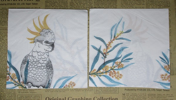 Paper Napkins (Pack of 2) Cockatoo and Wattle Foliage