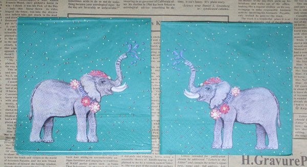 Paper Napkins (Pack of 2) Elephant with Flowers and Water