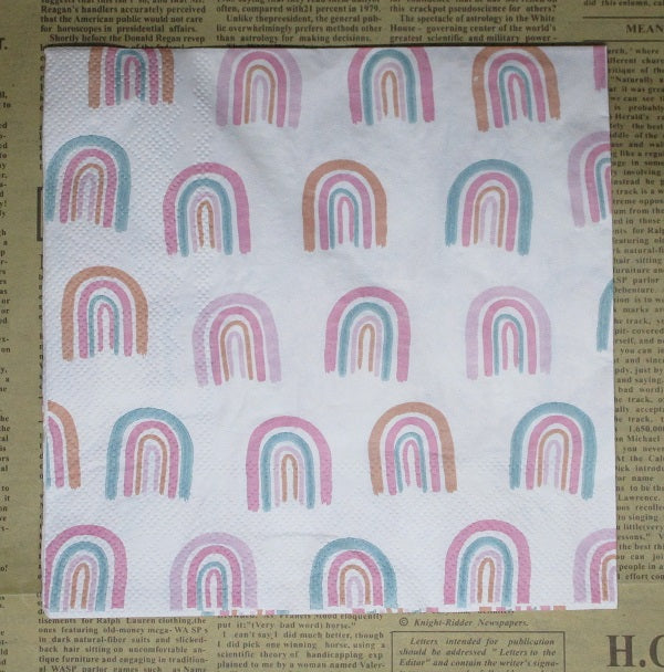 Paper Napkins (Pack of 2) Rainbow Pastels Hand drawn