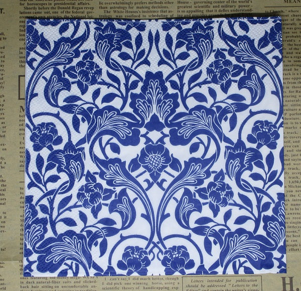 Paper Napkins (Pack of 2) Blue Florals and Swirls Florals