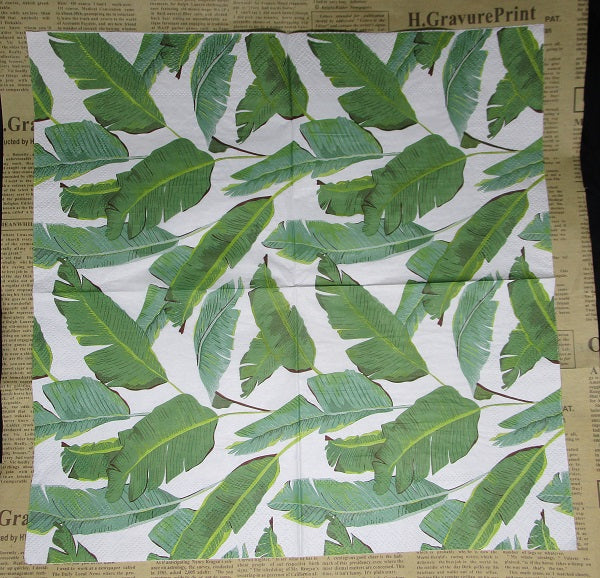 Paper Napkins (Pack of 2) Green Foliage Palm Leaves