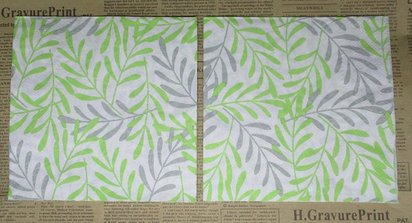 Paper Napkins (Pack of 2) Green and Grey Foliage Leaves