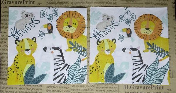 Paper Napkins (Pack of 2) Lion Zebra Leopard Koala Foliage Tucan