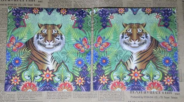 Paper Napkins (Pack of 2) Tiger with Indian/ Bohemian Foliage