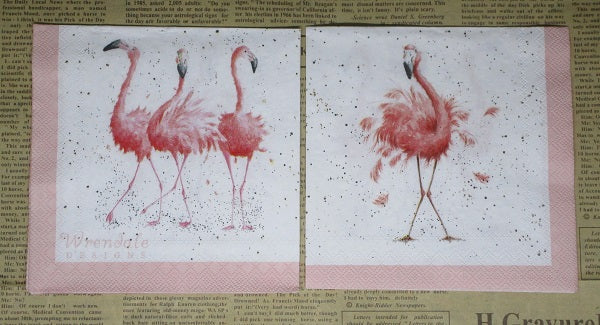 Paper Napkins (Pack of 2) Flamingos do Dancing Trio of Flamingos