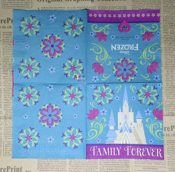 Paper Napkins (Pack of 2) Family Forever Frozen Castle Flowers
