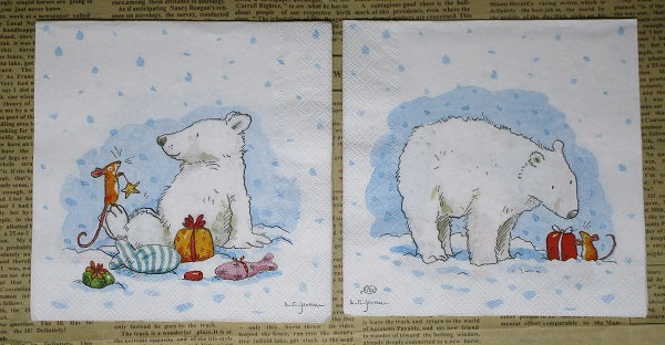 Paper Napkins (Pack of 2) Polar Bears and Mouse Birthday