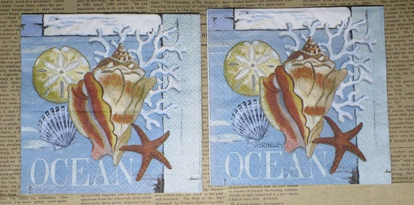 Paper Napkins (Pack of 2) Ocean Shells Coral Beach