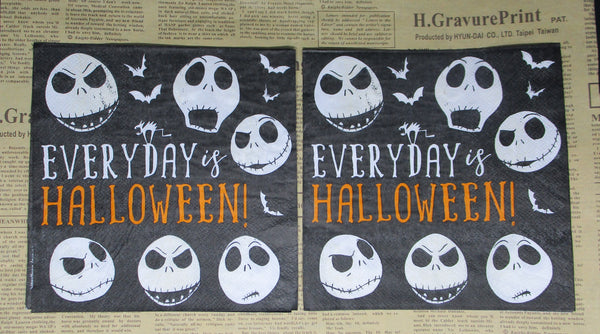 Paper Napkins (Pack of 2) Disney Jack Skeleton Night before Halloween Tim Burton Everyday is Halloween!