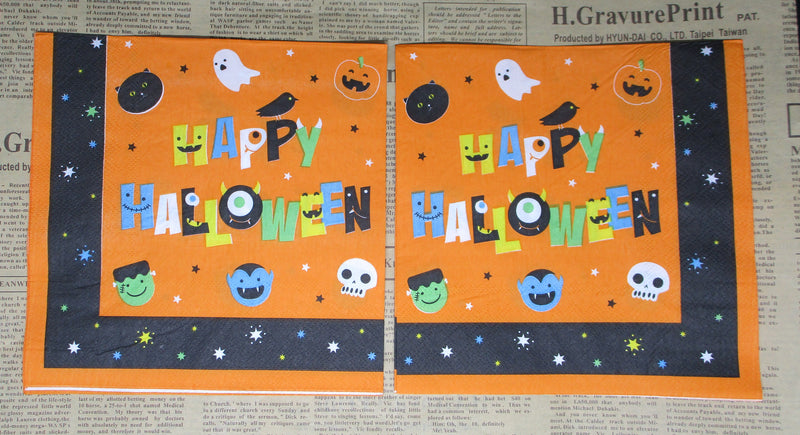 Paper Napkins (Pack of 2) Happy Halloween Black and Orange