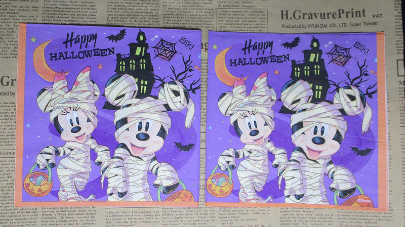 Paper Napkins (Pack of 2) Disney Mickey and Mini Mummies Happy Halloween
