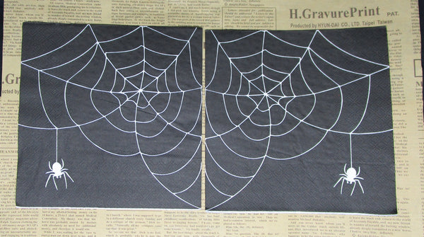 Paper Napkins (Pack of 2) Spiderweb with Spider Black n White