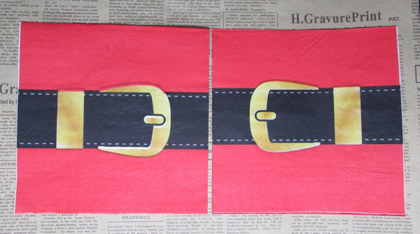 Paper Napkins (Pack of 2) Santa Belt Red and Black
