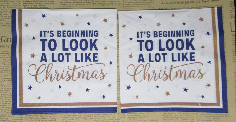 Paper Napkins (Pack of 2) Its Beginning to Look a Lot Like Christmas with Stars