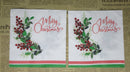 Paper Napkins (Pack of 2) Merry Christmas Mistletoe and Berries Cocktail