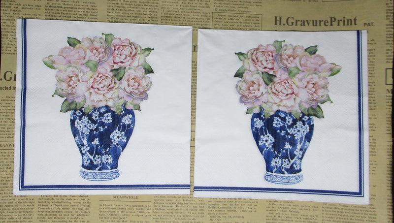 Paper Napkins (Pack of 2) Decorative Vase with Roses Flowers