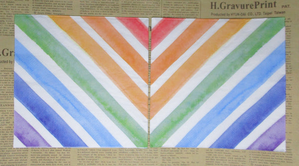 Paper Napkins (Pack of 2) Coloured Rainbow Thick Stripes