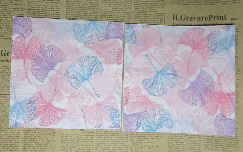 Paper Napkins (Pack of 2) Multi Coloured Foliage Plants Pastel Pink