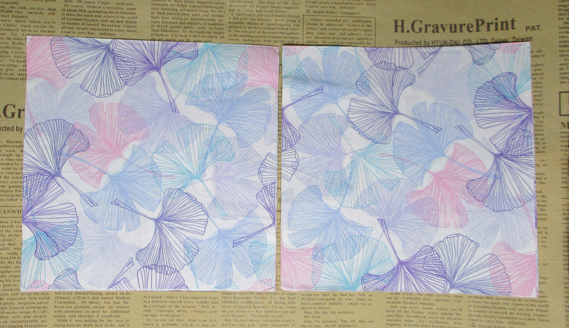 Paper Napkins (Pack of 2) Multi Coloured Foliage Plants Pastel Blue