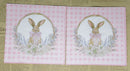 Paper Napkin (Pack of 2) Carousal Rabbit Easter Floral Bouquet Wreath Pink gingham