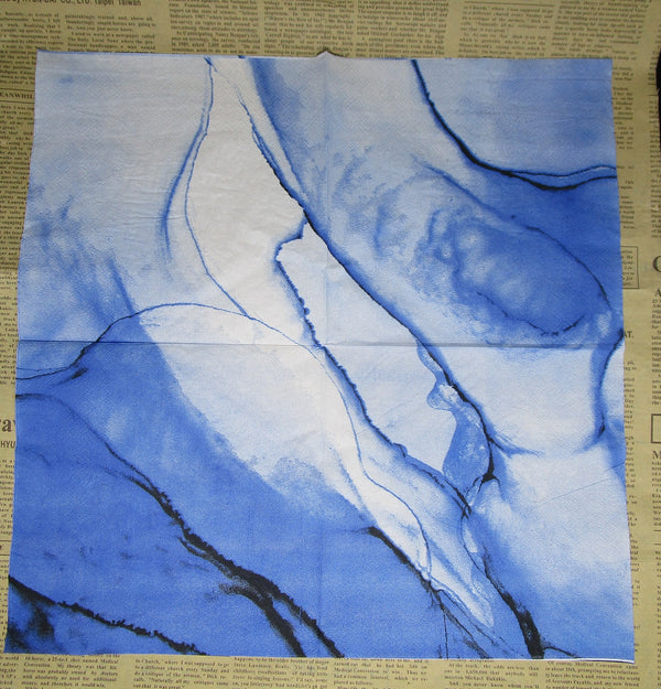 Paper Napkin (Pack of 2) Blue Marble Watercolour Look