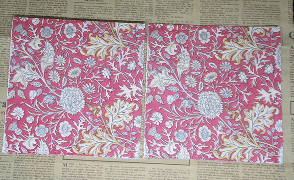 Paper Napkin (Pack of 2) Red and Orange Gold Florals and leaved VintageLooking