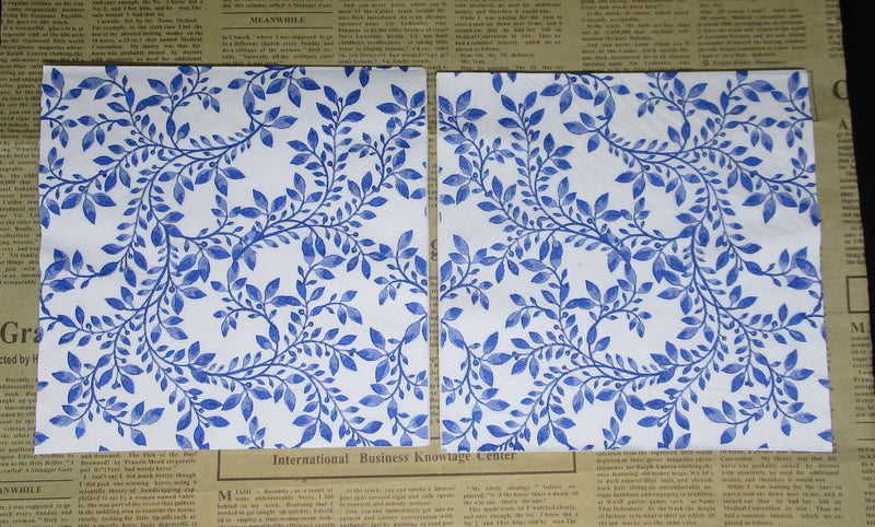 Paper Napkin (Pack of 2) Blue and white Small Vines and Leaves