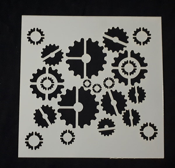 Stencil 6x6inch Cogs Reverse