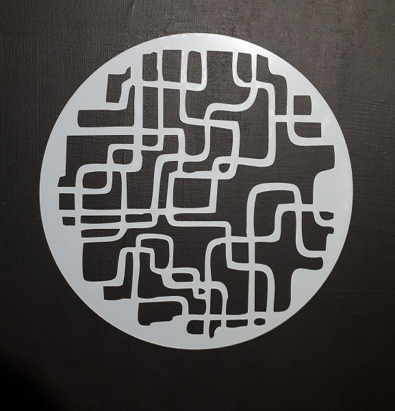 Stencil 6x6inch Abstract Circle Shape with squiggle Lines