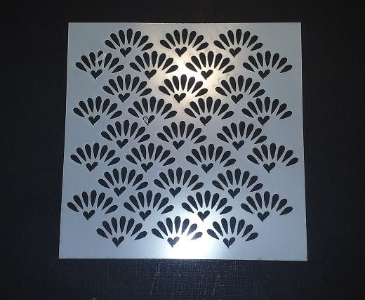 Stencil 6x6inch Heart Waves